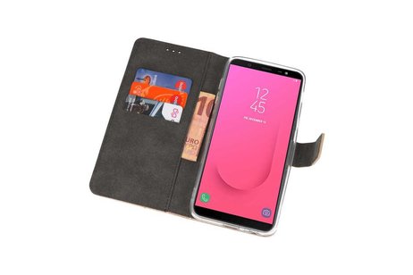 Booktype Telefoonhoesjes - Bookcase Hoesje - Wallet Case -  Geschikt voor Samsung Galaxy J8 - Goud