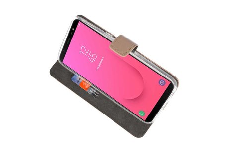 Booktype Telefoonhoesjes - Bookcase Hoesje - Wallet Case -  Geschikt voor Samsung Galaxy J8 - Goud