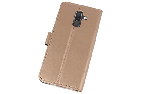 Booktype Telefoonhoesjes - Bookcase Hoesje - Wallet Case -  Geschikt voor Samsung Galaxy J8 - Goud