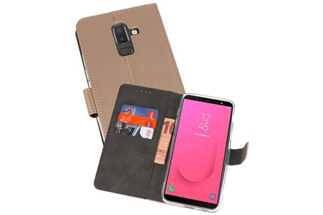 Booktype Telefoonhoesjes - Bookcase Hoesje - Wallet Case -  Geschikt voor Samsung Galaxy J8 - Goud