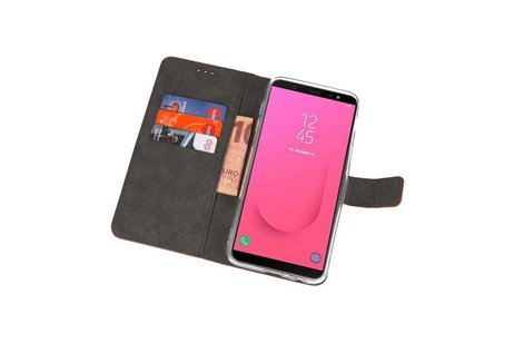 BAOHU Booktype Telefoonhoesjes - Bookcase Hoesje - Wallet Case -  Geschikt voor Samsung Galaxy J8 - Bruin
