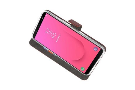 BAOHU Booktype Telefoonhoesjes - Bookcase Hoesje - Wallet Case -  Geschikt voor Samsung Galaxy J8 - Bruin