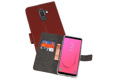 Booktype Telefoonhoesjes - Bookcase Hoesje - Wallet Case -  Geschikt voor Samsung Galaxy J8 - Bruin