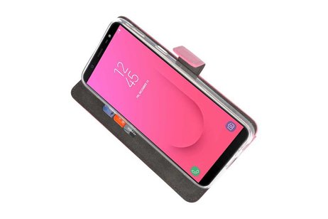 BAOHU Booktype Telefoonhoesjes - Bookcase Hoesje - Wallet Case -  Geschikt voor Samsung Galaxy J8 - Roze