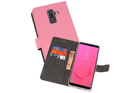 BAOHU Booktype Telefoonhoesjes - Bookcase Hoesje - Wallet Case -  Geschikt voor Samsung Galaxy J8 - Roze