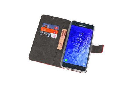 Booktype Telefoonhoesjes - Bookcase Hoesje - Wallet Case -  Geschikt voor Samsung Galaxy J7 2018 - Rood