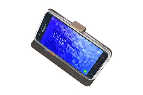 Booktype Telefoonhoesjes - Bookcase Hoesje - Wallet Case -  Geschikt voor Samsung Galaxy J7 2018 - Goud
