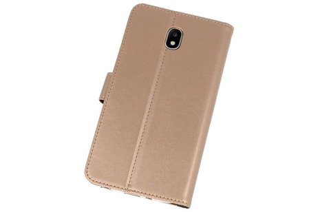 Booktype Telefoonhoesjes - Bookcase Hoesje - Wallet Case -  Geschikt voor Samsung Galaxy J7 2018 - Goud