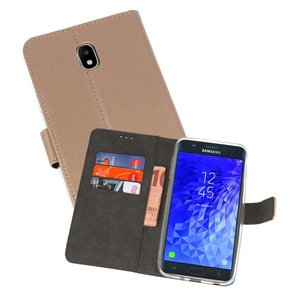 Booktype Telefoonhoesjes - Bookcase Hoesje - Wallet Case -  Geschikt voor Samsung Galaxy J7 2018 - Goud