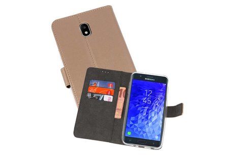 Booktype Telefoonhoesjes - Bookcase Hoesje - Wallet Case -  Geschikt voor Samsung Galaxy J7 2018 - Goud