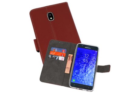 BAOHU Booktype Telefoonhoesjes - Bookcase Hoesje - Wallet Case -  Geschikt voor Samsung Galaxy J7 2018 - Bruin