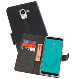 BAOHU Wallet Cases Hoesje Samsung Galaxy J6 2018 Zwart