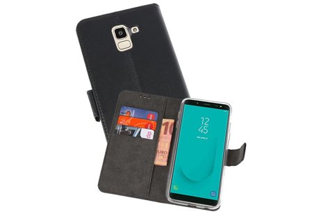 BAOHU Booktype Telefoonhoesjes - Bookcase Hoesje - Wallet Case -  Geschikt voor Samsung Galaxy J6 2018 - Zwart