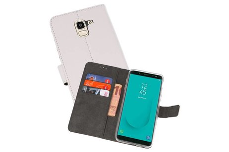 Booktype Telefoonhoesjes - Bookcase Hoesje - Wallet Case -  Geschikt voor Samsung Galaxy J6 2018 - Wit