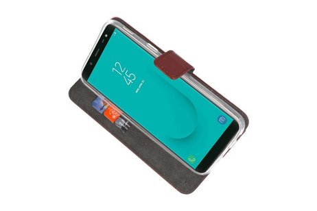 BAOHU Booktype Telefoonhoesjes - Bookcase Hoesje - Wallet Case -  Geschikt voor Samsung Galaxy J6 2018 - Bruin