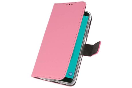 BAOHU Booktype Telefoonhoesjes - Bookcase Hoesje - Wallet Case -  Geschikt voor Samsung Galaxy J6 2018 - Roze