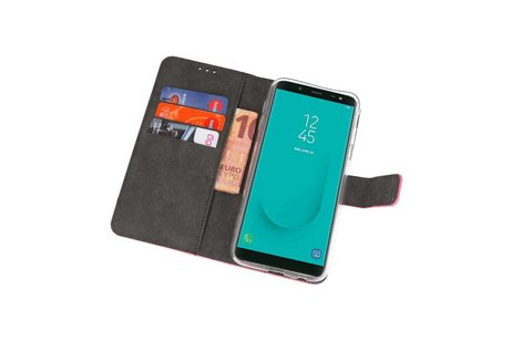 BAOHU Booktype Telefoonhoesjes - Bookcase Hoesje - Wallet Case -  Geschikt voor Samsung Galaxy J6 2018 - Roze
