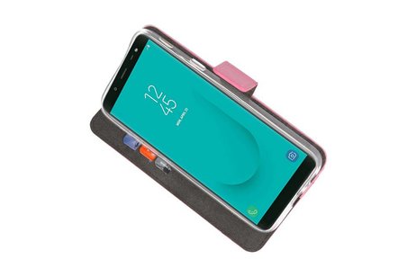 BAOHU Booktype Telefoonhoesjes - Bookcase Hoesje - Wallet Case -  Geschikt voor Samsung Galaxy J6 2018 - Roze