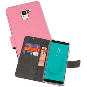 BAOHU Booktype Telefoonhoesjes - Bookcase Hoesje - Wallet Case -  Geschikt voor Samsung Galaxy J6 2018 - Roze