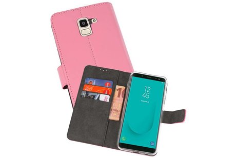 BAOHU Booktype Telefoonhoesjes - Bookcase Hoesje - Wallet Case -  Geschikt voor Samsung Galaxy J6 2018 - Roze