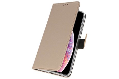 Booktype Telefoonhoesjes - Bookcase Hoesje - Wallet Case -  Geschikt voor iPhone XS Max - Goud