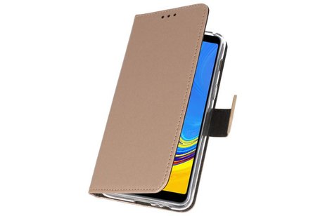 Booktype Telefoonhoesjes - Bookcase Hoesje - Wallet Case -  Geschikt voor Galaxy A7 (2018) - Goud