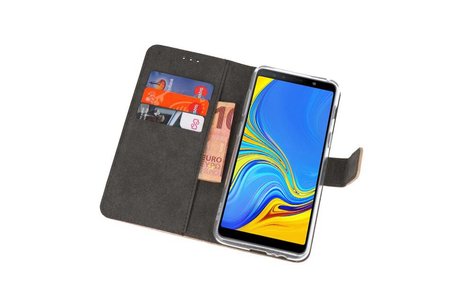 Booktype Telefoonhoesjes - Bookcase Hoesje - Wallet Case -  Geschikt voor Galaxy A7 (2018) - Goud