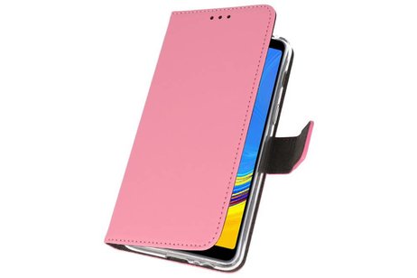 Booktype Telefoonhoesjes - Bookcase Hoesje - Wallet Case -  Geschikt voor Galaxy A7 (2018) - Roze