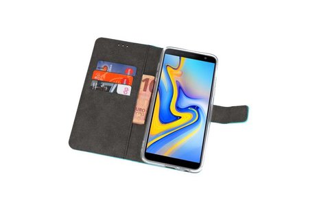 Booktype Telefoonhoesjes - Bookcase Hoesje - Wallet Case -  Geschikt voor Samsung Galaxy J6 Plus - Blauw