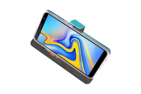 Booktype Telefoonhoesjes - Bookcase Hoesje - Wallet Case -  Geschikt voor Samsung Galaxy J6 Plus - Blauw