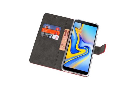 Booktype Telefoonhoesjes - Bookcase Hoesje - Wallet Case -  Geschikt voor Samsung Galaxy J6 Plus - Rood