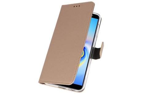 Booktype Telefoonhoesjes - Bookcase Hoesje - Wallet Case -  Geschikt voor Samsung Galaxy J6 Plus - Goud