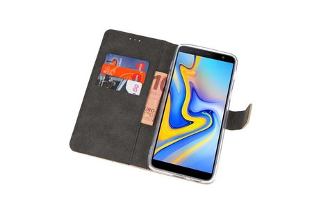 Booktype Telefoonhoesjes - Bookcase Hoesje - Wallet Case -  Geschikt voor Samsung Galaxy J6 Plus - Goud