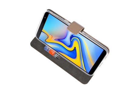 Booktype Telefoonhoesjes - Bookcase Hoesje - Wallet Case -  Geschikt voor Samsung Galaxy J6 Plus - Goud