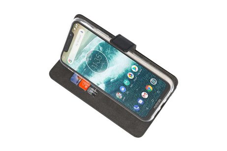 BAOHU Booktype Telefoonhoesjes - Bookcase Hoesje - Wallet Case -  Geschikt voor Moto One - Zwart