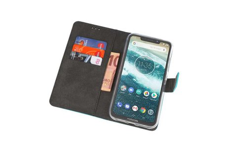 Booktype Telefoonhoesjes - Bookcase Hoesje - Wallet Case -  Geschikt voor Moto One - Blauw