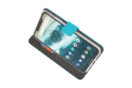 Booktype Telefoonhoesjes - Bookcase Hoesje - Wallet Case -  Geschikt voor Moto One - Blauw