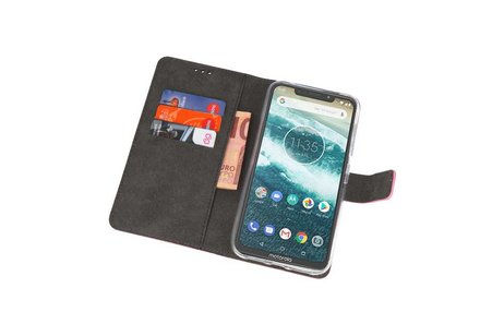 BAOHU Booktype Telefoonhoesjes - Bookcase Hoesje - Wallet Case -  Geschikt voor Moto One - Roze