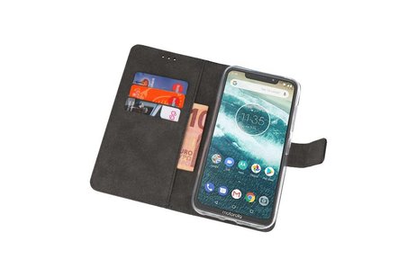 Booktype Telefoonhoesjes - Bookcase Hoesje - Wallet Case -  Geschikt voor Moto One Power - Zwart