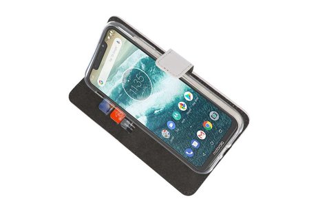 Booktype Telefoonhoesjes - Bookcase Hoesje - Wallet Case -  Geschikt voor Moto One Power - Wit