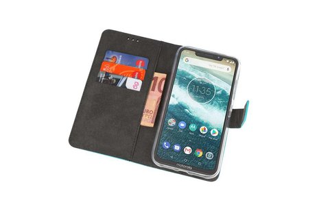 BAOHU Booktype Telefoonhoesjes - Bookcase Hoesje - Wallet Case -  Geschikt voor Moto One Power - Blauw