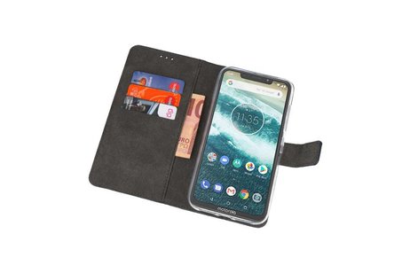 Booktype Telefoonhoesjes - Bookcase Hoesje - Wallet Case -  Geschikt voor Moto One Power - Navy