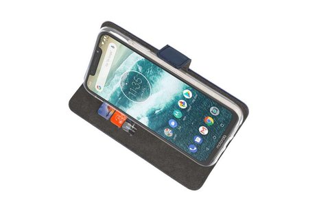 BAOHU Booktype Telefoonhoesjes - Bookcase Hoesje - Wallet Case -  Geschikt voor Moto One Power - Navy