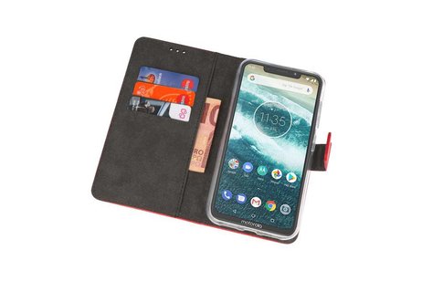 Booktype Telefoonhoesjes - Bookcase Hoesje - Wallet Case -  Geschikt voor Moto One Power - Rood