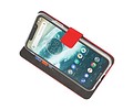 Booktype Telefoonhoesjes - Bookcase Hoesje - Wallet Case -  Geschikt voor Moto One Power - Rood
