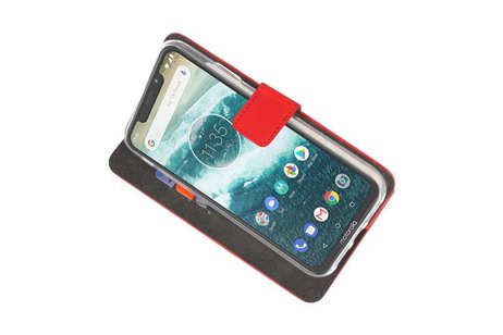 BAOHU Booktype Telefoonhoesjes - Bookcase Hoesje - Wallet Case -  Geschikt voor Moto One Power - Rood
