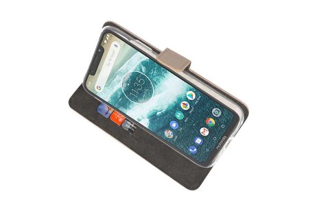 BAOHU Booktype Telefoonhoesjes - Bookcase Hoesje - Wallet Case -  Geschikt voor Moto One Power - Goud