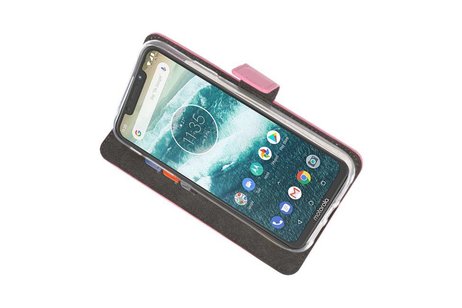 BAOHU Booktype Telefoonhoesjes - Bookcase Hoesje - Wallet Case -  Geschikt voor Moto One Power - Roze
