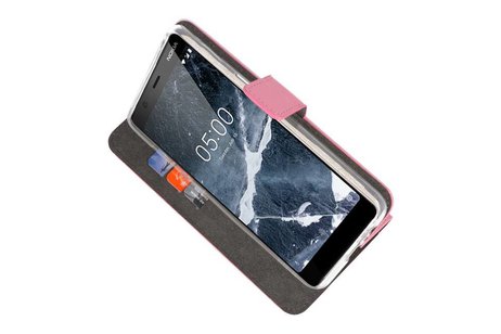 BAOHU Booktype Telefoonhoesjes - Bookcase Hoesje - Wallet Case -  Geschikt voor Nokia 5.1 - Roze