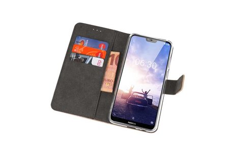 Booktype Telefoonhoesjes - Bookcase Hoesje - Wallet Case -  Geschikt voor Nokia X6 6.1 Plus - Goud